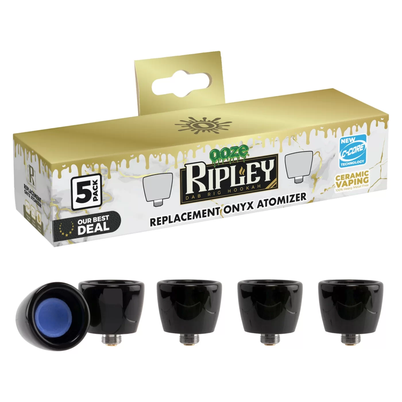 Ooze Ripley Replacement King Size Onyx Atomizer 5-Pack