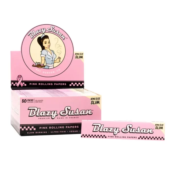 Blazy Susan Pink-King Size Slim Papers-50 Booklets per Box