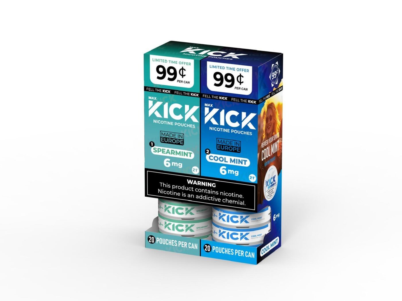 KICK-Nicotine Pouch $.99 Promo Display(20 Cans)