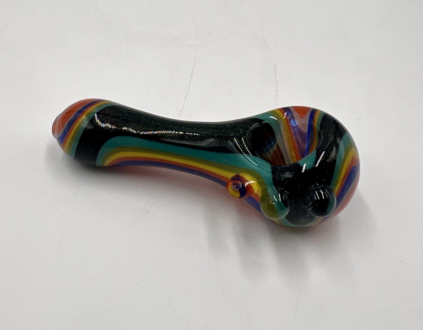 4" Wig Wag Glitter Hand Pipe - Teal/Orange