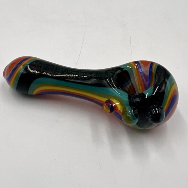 4" Wig Wag Glitter Hand Pipe - Teal/Orange
